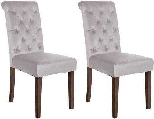 CLP 2er Set Esszimmerstühle Lisburn I Samt I Stoff I Polsterstühle Gesteppt Chesterfield Design, Farbe:grau, Material:Samt CLP 2er Set Esszimmerstühle Lisburn I Samt I Stoff I Polsterstühle Gesteppt Chesterfield Design, Farbe:grau, Material:Samt von CLP