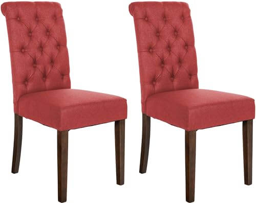 CLP 2er Set Esszimmerstühle Lisburn I Samt I Stoff I Polsterstühle Gesteppt Chesterfield Design, Farbe:rot, Material:Stoff CLP 2er Set Esszimmerstühle Lisburn I Samt I Stoff I Polsterstühle Gesteppt Chesterfield Design, Farbe:rot, Material:Stoff von CLP