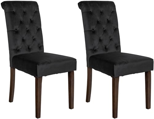 CLP 2er Set Esszimmerstühle Lisburn I Samt I Stoff I Polsterstühle Gesteppt Chesterfield Design, Farbe:schwarz, Material:Samt CLP 2er Set Esszimmerstühle Lisburn I Samt I Stoff I Polsterstühle Gesteppt Chesterfield Design, Farbe:schwarz, Material:Samt von CLP