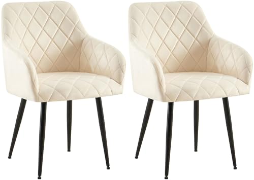 CLP 2er Set Esszimmerstühle Monett I Polsterstühle mit Samtbezug I Küchenstühle mit stabilem Metallgestell, Farbe:Creme, Material Gestell:Metall matt schwarz CLP 2er Set Esszimmerstühle Monett I Polsterstühle mit Samtbezug I Küchenstühle mit stabilem Metallgestell, Farbe:Creme, Material Gestell:Metall matt schwarz von CLP