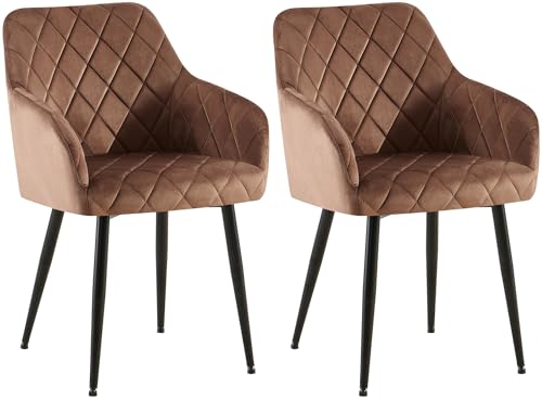 CLP 2er Set Esszimmerstühle Monett I Polsterstühle mit Samtbezug I Küchenstühle mit stabilem Metallgestell, Farbe:braun, Material Gestell:Metall matt schwarz CLP 2er Set Esszimmerstühle Monett I Polsterstühle mit Samtbezug I Küchenstühle mit stabilem Metallgestell, Farbe:braun, Material Gestell:Metall matt schwarz von CLP