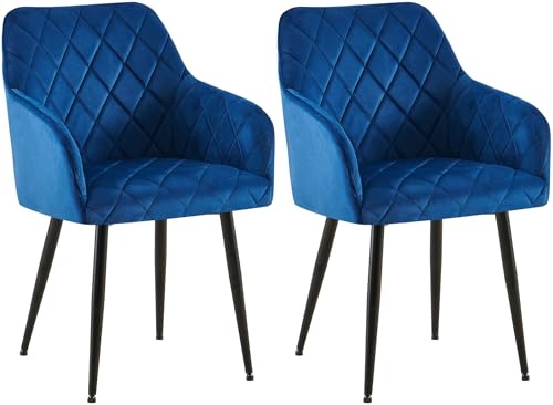 CLP 2er Set Esszimmerstühle Monett I Polsterstühle mit Samtbezug I Küchenstühle mit stabilem Metallgestell, Farbe:dunkelblau, Material Gestell:Metall matt schwarz CLP 2er Set Esszimmerstühle Monett I Polsterstühle mit Samtbezug I Küchenstühle mit stabilem Metallgestell, Farbe:dunkelblau, Material Gestell:Metall matt schwarz von CLP