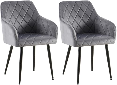CLP 2er Set Esszimmerstühle Monett I Polsterstühle mit Samtbezug I Küchenstühle mit stabilem Metallgestell, Farbe:dunkelgrau, Material Gestell:Metall matt schwarz CLP 2er Set Esszimmerstühle Monett I Polsterstühle mit Samtbezug I Küchenstühle mit stabilem Metallgestell, Farbe:dunkelgrau, Material Gestell:Metall matt schwarz von CLP