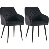 CLP - 2er Set Esszimmerstühle Monett Samt schwarz Metall matt schwarz von CLP