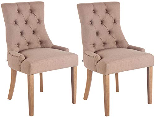 CLP 2er Set Esszimmerstuhl Aberdeen Mit Hochwertiger Polsterung Und Stoffbezug I 2X Polsterstuhl Mit Kautschukholz Gestell I Sitzhöhe Von 50 cm, Farbe:Taupe, Gestell Farbe:antik-hell von CLP