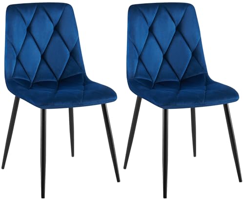 CLP 2er Set Esszimmerstuhl Clairton I Gepolsterter Stuhl mit gestepptem Samtbezug I Küchenstuhl mit schwarzem Metallgestell I 150 kg belastbar, Farbe:dunkelblau CLP 2er Set Esszimmerstuhl Clairton I Gepolsterter Stuhl mit gestepptem Samtbezug I Küchenstuhl mit schwarzem Metallgestell I 150 kg belastbar, Farbe:dunkelblau von CLP