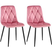 2er Set Esszimmerstuhl Clairton rosa Samt von CLP