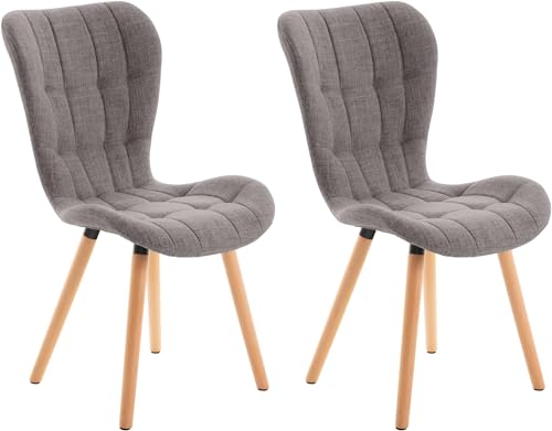 CLP 2er Set Esszimmerstuhl Elda I Stoff, Kunstleder, Samt I Lehnstuhl Mit Robustem Holzgestell Und Stilvollen Ziernähten, Farbe:hellgrau, Material:Stoff CLP 2er Set Esszimmerstuhl Elda I Stoff, Kunstleder, Samt I Lehnstuhl Mit Robustem Holzgestell Und Stilvollen Ziernähten, Farbe:hellgrau, Material:Stoff von CLP