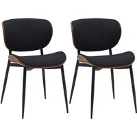 CLP - 2er Set Esszimmerstuhl Enid Kunstleder- oder Stoffbezug walnuss/schwarz Stoff von CLP