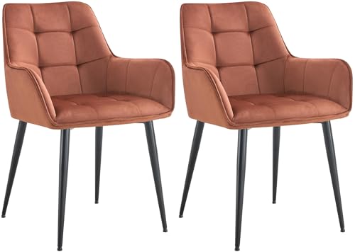CLP 2er Set Esszimmerstuhl Ferndale mit Samtbezug I Gesteppter Sessel mit robustem Metallbeinen für Wohnzimmer I Bodenschutz, Farbe:braun CLP 2er Set Esszimmerstuhl Ferndale mit Samtbezug I Gesteppter Sessel mit robustem Metallbeinen für Wohnzimmer I Bodenschutz, Farbe:braun von CLP