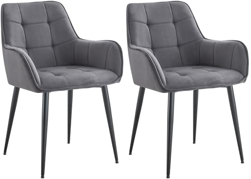 CLP 2er Set Esszimmerstuhl Ferndale mit Samtbezug I Gesteppter Sessel mit robustem Metallbeinen für Wohnzimmer I Bodenschutz, Farbe:dunkelgrau CLP 2er Set Esszimmerstuhl Ferndale mit Samtbezug I Gesteppter Sessel mit robustem Metallbeinen für Wohnzimmer I Bodenschutz, Farbe:dunkelgrau von CLP