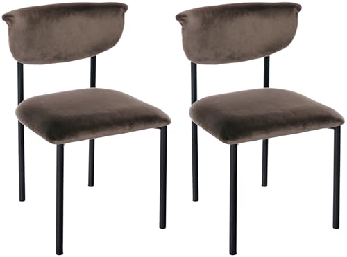 CLP 2er Set Esszimmerstuhl Gambell Samt, Küchenstuhl bis 130 kg belastbar, Stuhl mit Rückenlehne für Küche, Wohnzimmer oder Schlafzimmer, Farbe:braun von CLP