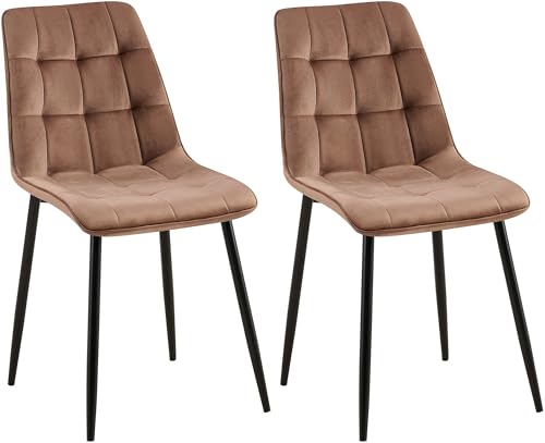 CLP 2er Set Esszimmerstuhl Gifford I Polsterstuhl mit Samtbezug I Küchenstuhl mit Rückenlehne, Farbe:braun, Material:Samt CLP 2er Set Esszimmerstuhl Gifford I Polsterstuhl mit Samtbezug I Küchenstuhl mit Rückenlehne, Farbe:braun, Material:Samt von CLP