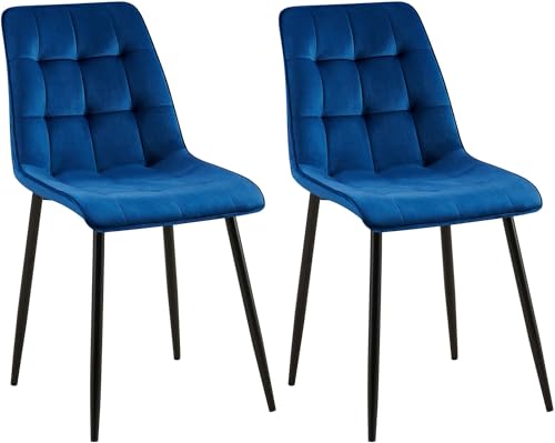 CLP 2er Set Esszimmerstuhl Gifford I Polsterstuhl mit Samtbezug I Küchenstuhl mit Rückenlehne, Farbe:dunkelblau, Material:Samt CLP 2er Set Esszimmerstuhl Gifford I Polsterstuhl mit Samtbezug I Küchenstuhl mit Rückenlehne, Farbe:dunkelblau, Material:Samt von CLP