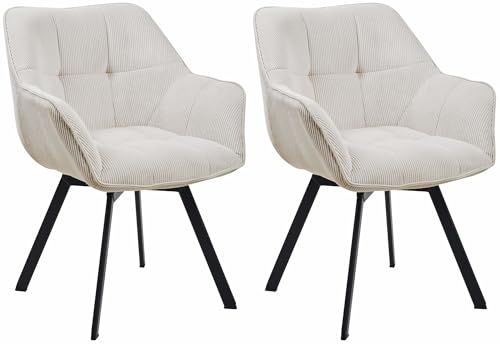 CLP 2er Set Esszimmerstuhl Jordi Cord I Schwenkbarer Polsterstuhl I Sessel mit 4Fuß-Metallgestell, Farbe:Creme CLP 2er Set Esszimmerstuhl Jordi Cord I Schwenkbarer Polsterstuhl I Sessel mit 4Fuß-Metallgestell, Farbe:Creme von CLP