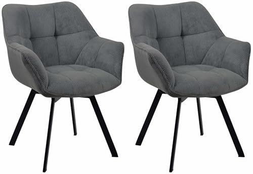 CLP Esszimmerstuhl 2er Set ergonomisch Jordi Cord, drehbar mit Armlehnen, Polstersessel, 4-Fuß-Metallgestell, bis 150 kg, mit Bodenschonern, Farbe:dunkelgrau CLP Esszimmerstuhl 2er Set ergonomisch Jordi Cord, drehbar mit Armlehnen, Polstersessel, 4-Fuß-Metallgestell, bis 150 kg, mit Bodenschonern, Farbe:dunkelgrau von CLP
