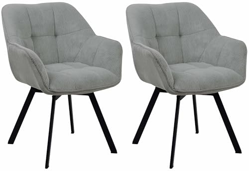 CLP Esszimmerstuhl 2er Set ergonomisch Jordi Cord, drehbar mit Armlehnen, Polstersessel, 4-Fuß-Metallgestell, bis 150 kg, mit Bodenschonern, Farbe:grau CLP Esszimmerstuhl 2er Set ergonomisch Jordi Cord, drehbar mit Armlehnen, Polstersessel, 4-Fuß-Metallgestell, bis 150 kg, mit Bodenschonern, Farbe:grau von CLP