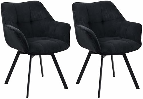 CLP 2er Set Esszimmerstuhl Jordi Cord I Schwenkbarer Polsterstuhl I Sessel mit 4Fuß-Metallgestell, Farbe:schwarz CLP 2er Set Esszimmerstuhl Jordi Cord I Schwenkbarer Polsterstuhl I Sessel mit 4Fuß-Metallgestell, Farbe:schwarz von CLP