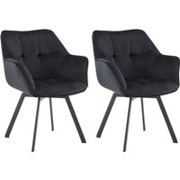 CLP - 2er Set Esszimmerstuhl Jordi Samt schwarz CLP - 2er Set Esszimmerstuhl Jordi Samt schwarz von CLP