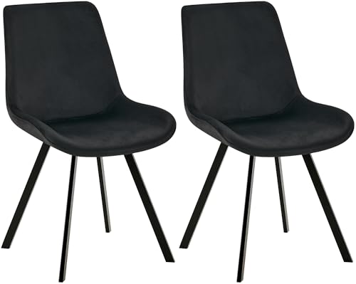 CLP 2er Set Esszimmerstuhl Lewes mit Samtbezug I 360 Grad drehbarer Polsterstuhl I Küchenstuhl mit Rückenlehne, Farbe:schwarz CLP 2er Set Esszimmerstuhl Lewes mit Samtbezug I 360 Grad drehbarer Polsterstuhl I Küchenstuhl mit Rückenlehne, Farbe:schwarz von CLP