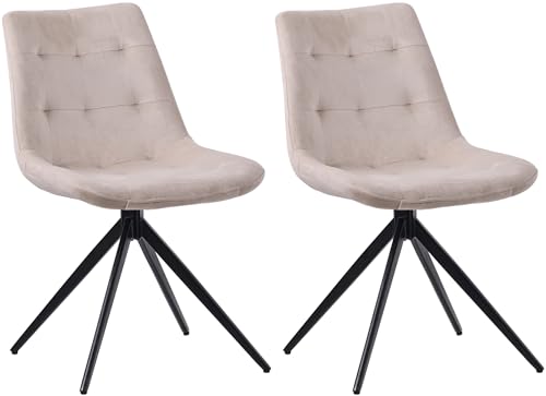 CLP 2er Set Esszimmerstuhl Merna I Küchenstuhl gepolstert und schwenkbar I Polsterstuhl mit Rückenlehne, Farbe:Creme, Material:Samt CLP 2er Set Esszimmerstuhl Merna I Küchenstuhl gepolstert und schwenkbar I Polsterstuhl mit Rückenlehne, Farbe:Creme, Material:Samt von CLP