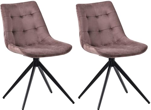 CLP 2er Set Esszimmerstuhl Merna I Küchenstuhl gepolstert und schwenkbar I Polsterstuhl mit Rückenlehne, Farbe:braun, Material:Samt CLP 2er Set Esszimmerstuhl Merna I Küchenstuhl gepolstert und schwenkbar I Polsterstuhl mit Rückenlehne, Farbe:braun, Material:Samt von CLP