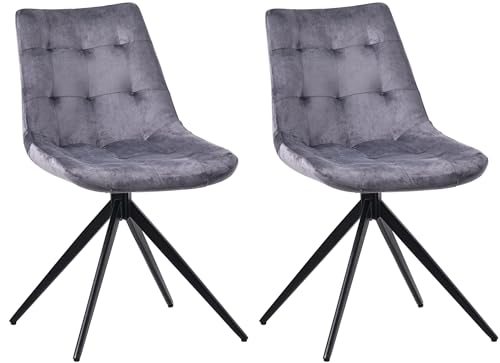 CLP 2er Set Esszimmerstuhl Merna I Küchenstuhl gepolstert und schwenkbar I Polsterstuhl mit Rückenlehne, Farbe:dunkelgrau, Material:Samt CLP 2er Set Esszimmerstuhl Merna I Küchenstuhl gepolstert und schwenkbar I Polsterstuhl mit Rückenlehne, Farbe:dunkelgrau, Material:Samt von CLP