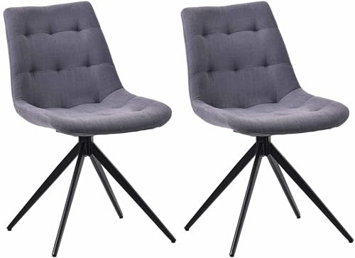 CLP 2er Set Esszimmerstuhl Merna I Küchenstuhl gepolstert und schwenkbar I Polsterstuhl mit Rückenlehne, Farbe:dunkelgrau, Material:Stoff CLP 2er Set Esszimmerstuhl Merna I Küchenstuhl gepolstert und schwenkbar I Polsterstuhl mit Rückenlehne, Farbe:dunkelgrau, Material:Stoff von CLP