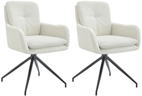 CLP 2er Set Esszimmerstuhl Pickett Stoffbezug I Sessel mit 180 Grad Drehfunktion I Küchenstuhl mit Rückenlehne, Farbe:Creme CLP 2er Set Esszimmerstuhl Pickett Stoffbezug I Sessel mit 180 Grad Drehfunktion I Küchenstuhl mit Rückenlehne, Farbe:Creme von CLP
