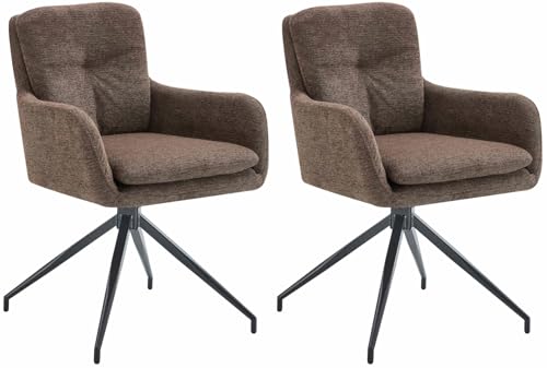 CLP 2er Set Esszimmerstuhl Pickett Stoffbezug I Sessel mit 180 Grad Drehfunktion I Küchenstuhl mit Rückenlehne, Farbe:braun CLP 2er Set Esszimmerstuhl Pickett Stoffbezug I Sessel mit 180 Grad Drehfunktion I Küchenstuhl mit Rückenlehne, Farbe:braun von CLP