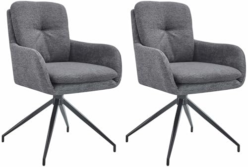 CLP 2er Set Esszimmerstuhl Pickett Stoffbezug I Sessel mit 180 Grad Drehfunktion I Küchenstuhl mit Rückenlehne, Farbe:dunkelgrau CLP 2er Set Esszimmerstuhl Pickett Stoffbezug I Sessel mit 180 Grad Drehfunktion I Küchenstuhl mit Rückenlehne, Farbe:dunkelgrau von CLP