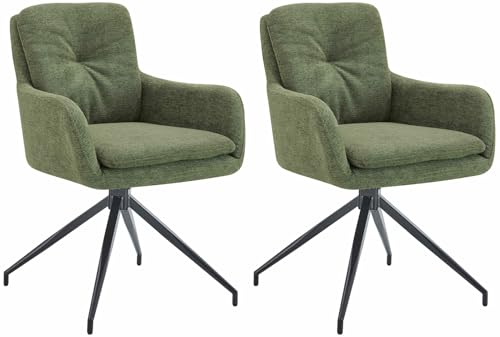 CLP 2er Set Esszimmerstuhl Pickett Stoffbezug I Sessel mit 180 Grad Drehfunktion I Küchenstuhl mit Rückenlehne, Farbe:grün CLP 2er Set Esszimmerstuhl Pickett Stoffbezug I Sessel mit 180 Grad Drehfunktion I Küchenstuhl mit Rückenlehne, Farbe:grün von CLP