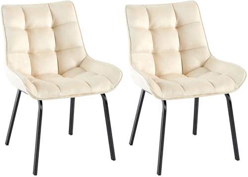 CLP 2er Set Esszimmerstuhl Saranda I Polsterstuhl mit Stoffbezug oder Samtbezug I Küchenstuhl mit schwarzem Metallgestell und Rückenlehne, Farbe:Creme, Material:Samt CLP 2er Set Esszimmerstuhl Saranda I Polsterstuhl mit Stoffbezug oder Samtbezug I Küchenstuhl mit schwarzem Metallgestell und Rückenlehne, Farbe:Creme, Material:Samt von CLP