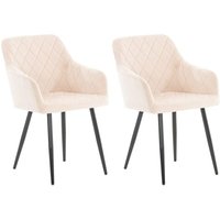 2er Set Esszimmerstuhl Shila beige Samt von CLP