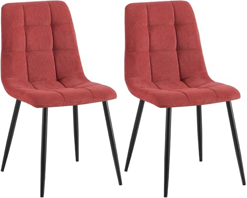 CLP 2er Set Esszimmerstuhl Tilde, Küchenstühle gepolstert mit gestepptem Bezug, Polsterstühle mit Metallgestell, bis 150 kg belastbar, Farbe:Bordeauxrot, Material:Cord CLP 2er Set Esszimmerstuhl Tilde, Küchenstühle gepolstert mit gestepptem Bezug, Polsterstühle mit Metallgestell, bis 150 kg belastbar, Farbe:Bordeauxrot, Material:Cord von CLP