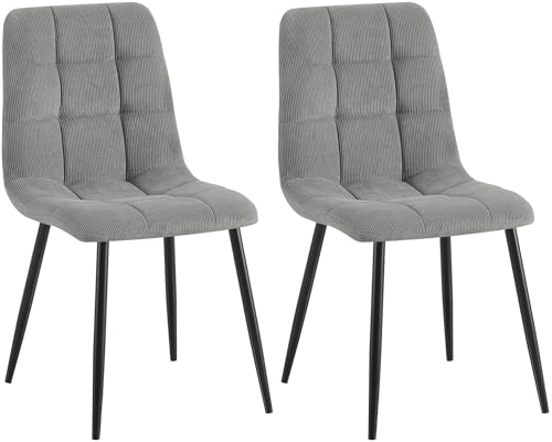 CLP 2er Set Esszimmerstuhl Tilde, Küchenstühle gepolstert mit gestepptem Bezug, Polsterstühle mit Metallgestell, bis 150 kg belastbar, Farbe:grau, Material:Cord CLP 2er Set Esszimmerstuhl Tilde, Küchenstühle gepolstert mit gestepptem Bezug, Polsterstühle mit Metallgestell, bis 150 kg belastbar, Farbe:grau, Material:Cord von CLP