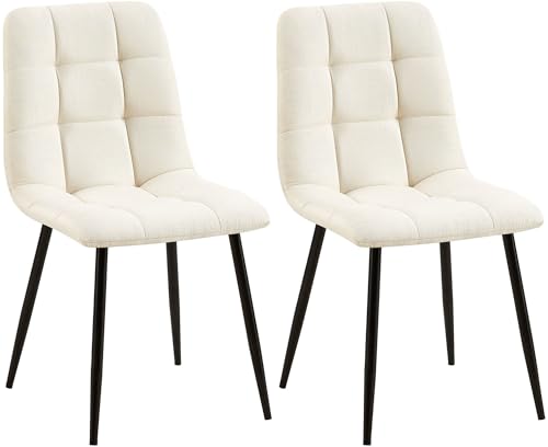 CLP 2er Set Esszimmerstuhl Tilde I Küchenstuhl gepolstert I Polsterstuhl mit Rückenlehne, Farbe:Creme, Material:Stoff CLP 2er Set Esszimmerstuhl Tilde I Küchenstuhl gepolstert I Polsterstuhl mit Rückenlehne, Farbe:Creme, Material:Stoff von CLP