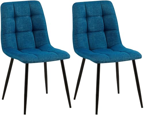 CLP 2er Set Esszimmerstuhl Tilde I Küchenstuhl gepolstert I Polsterstuhl mit Rückenlehne, Farbe:blau, Material:Stoff CLP 2er Set Esszimmerstuhl Tilde I Küchenstuhl gepolstert I Polsterstuhl mit Rückenlehne, Farbe:blau, Material:Stoff von CLP