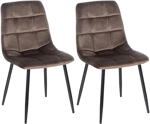 CLP 2er Set Esszimmerstuhl Tilde I Küchenstuhl gepolstert I Polsterstuhl mit Rückenlehne, Farbe:braun, Material:Samt CLP 2er Set Esszimmerstuhl Tilde I Küchenstuhl gepolstert I Polsterstuhl mit Rückenlehne, Farbe:braun, Material:Samt von CLP