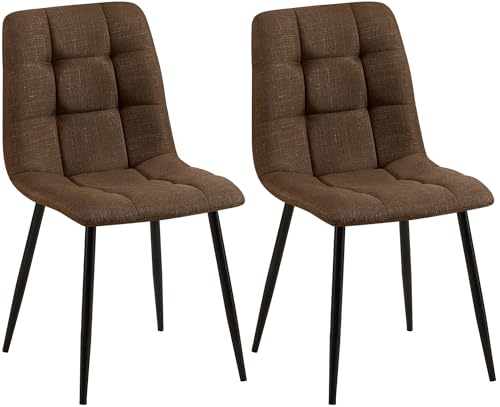 CLP 2er Set Esszimmerstuhl Tilde I Küchenstuhl gepolstert I Polsterstuhl mit Rückenlehne, Farbe:braun, Material:Stoff CLP 2er Set Esszimmerstuhl Tilde I Küchenstuhl gepolstert I Polsterstuhl mit Rückenlehne, Farbe:braun, Material:Stoff von CLP