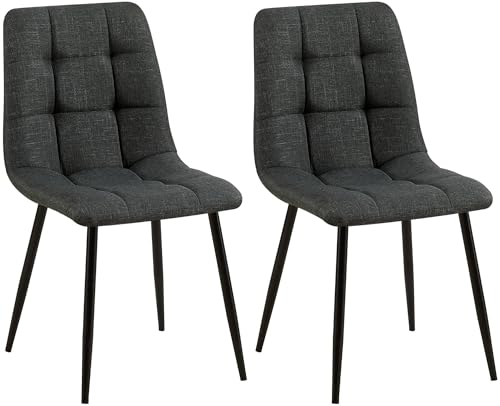 CLP 2er Set Esszimmerstuhl Tilde I Küchenstuhl gepolstert I Polsterstuhl mit Rückenlehne, Farbe:dunkelgrau, Material:Stoff CLP 2er Set Esszimmerstuhl Tilde I Küchenstuhl gepolstert I Polsterstuhl mit Rückenlehne, Farbe:dunkelgrau, Material:Stoff von CLP