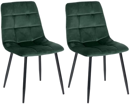 CLP 2er Set Esszimmerstuhl Tilde I Küchenstuhl gepolstert I Polsterstuhl mit Rückenlehne, Farbe:grün, Material:Samt CLP 2er Set Esszimmerstuhl Tilde I Küchenstuhl gepolstert I Polsterstuhl mit Rückenlehne, Farbe:grün, Material:Samt von CLP