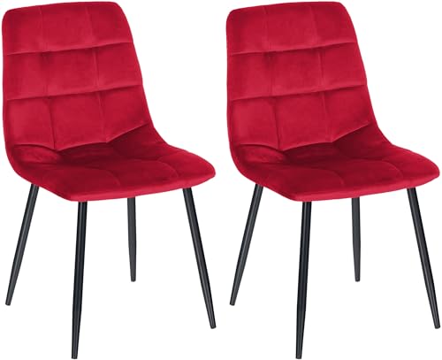 CLP 2er Set Esszimmerstuhl Tilde I Küchenstuhl gepolstert I Polsterstuhl mit Rückenlehne, Farbe:rot, Material:Samt CLP 2er Set Esszimmerstuhl Tilde I Küchenstuhl gepolstert I Polsterstuhl mit Rückenlehne, Farbe:rot, Material:Samt von CLP