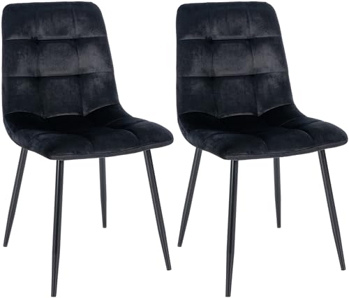 CLP 2er Set Esszimmerstuhl Tilde I Küchenstuhl gepolstert I Polsterstuhl mit Rückenlehne, Farbe:schwarz, Material:Samt CLP 2er Set Esszimmerstuhl Tilde I Küchenstuhl gepolstert I Polsterstuhl mit Rückenlehne, Farbe:schwarz, Material:Samt von CLP