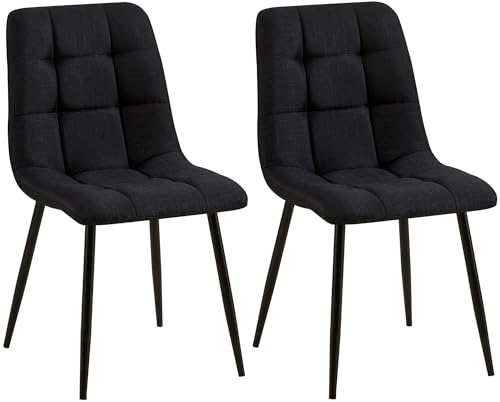 CLP 2er Set Esszimmerstuhl Tilde I Küchenstuhl gepolstert I Polsterstuhl mit Rückenlehne, Farbe:schwarz, Material:Stoff CLP 2er Set Esszimmerstuhl Tilde I Küchenstuhl gepolstert I Polsterstuhl mit Rückenlehne, Farbe:schwarz, Material:Stoff von CLP