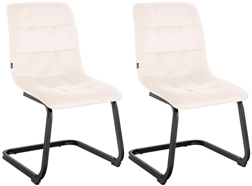 CLP 2er Set Esszimmerstuhl Vermont Mit Samt-Bezug I Gepolsterter Freischwinger-Stuhl, Farbe:Creme CLP 2er Set Esszimmerstuhl Vermont Mit Samt-Bezug I Gepolsterter Freischwinger-Stuhl, Farbe:Creme von CLP