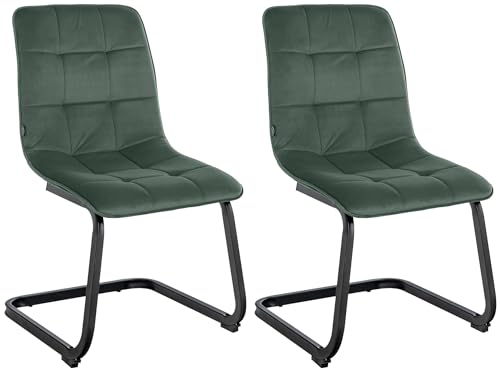 CLP 2er Set Esszimmerstuhl Vermont Mit Samt-Bezug I Gepolsterter Freischwinger-Stuhl, Farbe:dunkelgrün CLP 2er Set Esszimmerstuhl Vermont Mit Samt-Bezug I Gepolsterter Freischwinger-Stuhl, Farbe:dunkelgrün von CLP