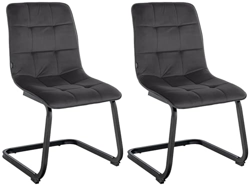 CLP 2er Set Esszimmerstuhl Vermont Mit Samt-Bezug I Gepolsterter Freischwinger-Stuhl, Farbe:schwarz CLP 2er Set Esszimmerstuhl Vermont Mit Samt-Bezug I Gepolsterter Freischwinger-Stuhl, Farbe:schwarz von CLP