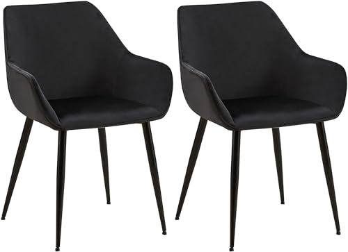 CLP 2er Set Esszimmerstuhl Vessa I Küchenstuhl Mit Metallgestell I Sessel Mit Polsterung Und Rückenlehne I Bis 150 kg, Farbe:schwarz, Material:Samt CLP 2er Set Esszimmerstuhl Vessa I Küchenstuhl Mit Metallgestell I Sessel Mit Polsterung Und Rückenlehne I Bis 150 kg, Farbe:schwarz, Material:Samt von CLP