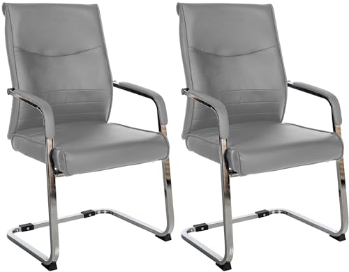 CLP 2er Set Freischwinger Besucherstuhl Hobart I Stoff- oder Kunstlederbezug, Chromgestell, Armlehnen Gepolstert I Ergonomischer Schwingstuhl, Farbe:grau, Material:Kunstleder CLP 2er Set Freischwinger Besucherstuhl Hobart I Stoff- oder Kunstlederbezug, Chromgestell, Armlehnen Gepolstert I Ergonomischer Schwingstuhl, Farbe:grau, Material:Kunstleder von CLP